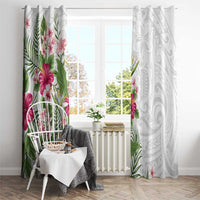 Hawaii Tropical Flowers Window Curtain Polynesian Tattoo White LT05 - Polynesian Pride