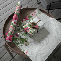 Hawaii Tropical Flowers Wrapping Paper Polynesian Tattoo White LT05 - Polynesian Pride
