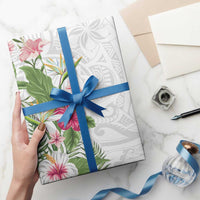 Hawaii Tropical Flowers Wrapping Paper Polynesian Tattoo White LT05 - Polynesian Pride