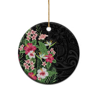 Hawaii Tropical Flowers Ceramic Ornament Polynesian Tattoo Black LT05 - Polynesian Pride