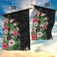 Hawaii Tropical Flowers Garden Flag Polynesian Tattoo Black LT05 - Polynesian Pride