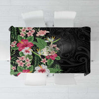 Hawaii Tropical Flowers Tablecloth Polynesian Tattoo Black LT05 Black - Polynesian Pride