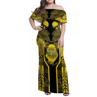 Niue The Rock Family Matching Off Shoulder Maxi Dress and Hawaiian Shirt The Island Of The Uga - Polynesian Pride