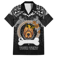 Personalized Pitbull Dog Family Matching Long Sleeve Bodycon Dress and Hawaiian Shirt With Polynesian Heart Name Tags LT05 Dad's Shirt - Short Sleeve Black - Polynesian Pride