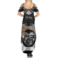 Personalized Pitbull Dog Summer Maxi Dress With Polynesian Heart Name Tags LT05 - Polynesian Pride