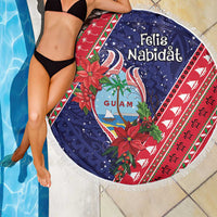 Guam Christmas Beach Blanket Felis Nabidat Guaman Seal With Poinsettia LT05 - Polynesian Pride