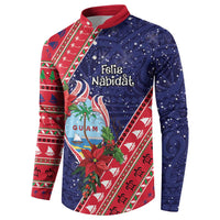 Guam Christmas Button Sweatshirt Felis Nabidat Guaman Seal With Poinsettia LT05 - Polynesian Pride