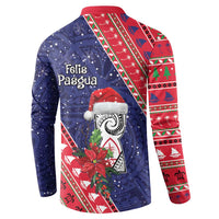 Guam Christmas Button Sweatshirt Felis Nabidat Guaman Seal With Poinsettia LT05 - Polynesian Pride