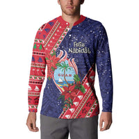 Guam Christmas Button Sweatshirt Felis Nabidat Guaman Seal With Poinsettia LT05 - Polynesian Pride