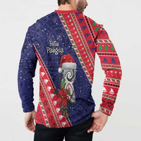 Guam Christmas Button Sweatshirt Felis Nabidat Guaman Seal With Poinsettia LT05 - Polynesian Pride