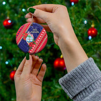 Guam Christmas Ceramic Ornament Felis Nabidat Guaman Seal With Poinsettia LT05 - Polynesian Pride