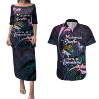 Personalised Polynesia Memorial Couples Matching Puletasi and Hawaiian Shirt Always Remembered Dragonfly Polynesian Style LT05 Colorful - Polynesian Pride