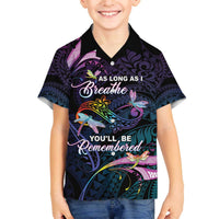 Personalised Polynesia Memorial Family Matching Off The Shoulder Long Sleeve Dress and Hawaiian Shirt Always Remembered Dragonfly Polynesian Style