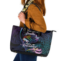 Polynesia Memorial Leather Tote Bag Always Remembered Dragonfly Polynesian Style LT05 Colorful - Polynesian Pride