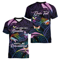 Personalised Polynesia Memorial Women V-Neck T-Shirt Always Remembered Dragonfly Polynesian Style LT05 - Polynesian Pride