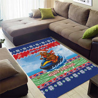 New Zealand Christmas Area Rug Funny Jet Ride Kiwi Xmas - Polynesian Pride