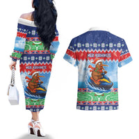 New Zealand Christmas Couples Matching Off The Shoulder Long Sleeve Dress and Hawaiian Shirt Funny Jet Ride Kiwi Xmas - Polynesian Pride