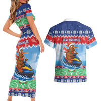 New Zealand Christmas Couples Matching Short Sleeve Bodycon Dress and Hawaiian Shirt Funny Jet Ride Kiwi Xmas - Polynesian Pride