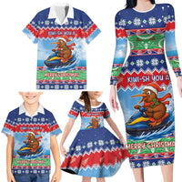 New Zealand Christmas Family Matching Long Sleeve Bodycon Dress and Hawaiian Shirt Funny Jet Ride Kiwi Xmas - Polynesian Pride