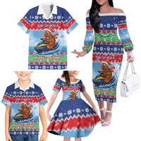 New Zealand Christmas Family Matching Off The Shoulder Long Sleeve Dress and Hawaiian Shirt Funny Jet Ride Kiwi Xmas - Polynesian Pride