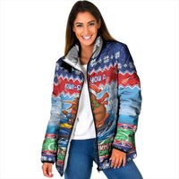 New Zealand Christmas Padded Jacket Funny Jet Ride Kiwi Xmas - Polynesian Pride