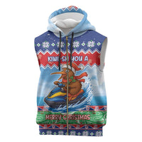 New Zealand Christmas Sleeveless Zip Hoodie Funny Jet Ride Kiwi Xmas - Polynesian Pride
