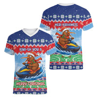 New Zealand Christmas Women V-Neck T-Shirt Funny Jet Ride Kiwi Xmas - Polynesian Pride