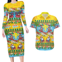 Hawaii Christmas Couples Matching Long Sleeve Bodycon Dress and Hawaiian Shirt Mele Kalikimaka Tropical Vibes - Polynesian Pride