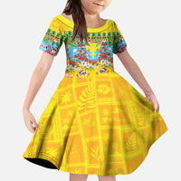 Hawaii Christmas Kid Short Sleeve Dress Mele Kalikimaka Tropical Vibes - Polynesian Pride