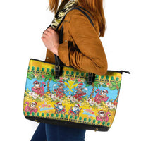 Hawaii Christmas Leather Tote Bag Mele Kalikimaka Tropical Vibes LT05 Colorful - Polynesian Pride