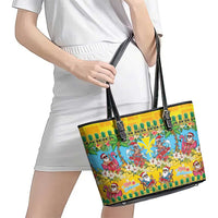 Hawaii Christmas Leather Tote Bag Mele Kalikimaka Tropical Vibes LT05 - Polynesian Pride