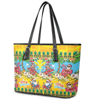 Hawaii Christmas Leather Tote Bag Mele Kalikimaka Tropical Vibes LT05 - Polynesian Pride