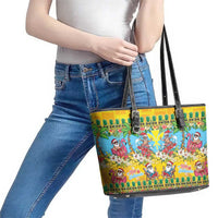 Hawaii Christmas Leather Tote Bag Mele Kalikimaka Tropical Vibes LT05 - Polynesian Pride