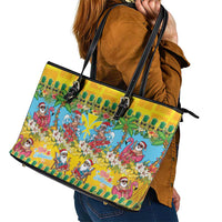 Hawaii Christmas Leather Tote Bag Mele Kalikimaka Tropical Vibes LT05 - Polynesian Pride