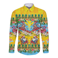 Hawaii Christmas Long Sleeve Button Shirt Mele Kalikimaka Tropical Vibes - Polynesian Pride