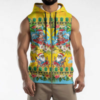 Hawaii Christmas Sleeveless Zip Hoodie Mele Kalikimaka Tropical Vibes LT05 - Polynesian Pride