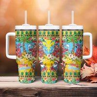 Hawaii Christmas Tumbler With Handle Mele Kalikimaka Tropical Vibes - Polynesian Pride