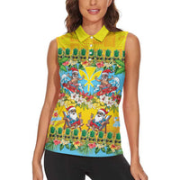 Hawaii Christmas Women Sleeveless Polo Shirt Mele Kalikimaka Tropical Vibes - Polynesian Pride