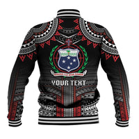 Personalised Samoa Black Saturday Baseball Jacket Samoan Warrior Tribal Pattern