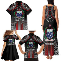 Personalised Samoa Black Saturday Family Matching Tank Maxi Dress and Hawaiian Shirt Samoan Warrior Tribal Pattern
