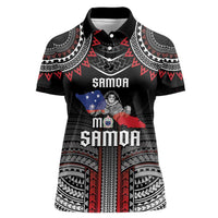 Personalised Samoa Black Saturday Women Polo Shirt Samoan Warrior Tribal Pattern LT05 Female Black - Polynesian Pride