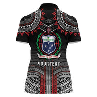 Personalised Samoa Black Saturday Women Polo Shirt Samoan Warrior Tribal Pattern LT05 - Polynesian Pride