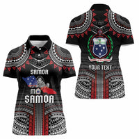 Personalised Samoa Black Saturday Women Polo Shirt Samoan Warrior Tribal Pattern LT05 - Polynesian Pride