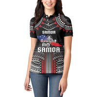 Personalised Samoa Black Saturday Women Polo Shirt Samoan Warrior Tribal Pattern LT05 - Polynesian Pride