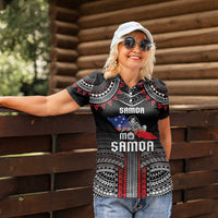 Personalised Samoa Black Saturday Women Polo Shirt Samoan Warrior Tribal Pattern LT05 - Polynesian Pride