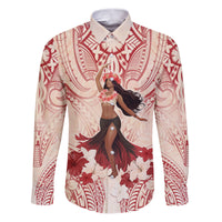 Tahiti Women's Day Family Matching Puletasi and Hawaiian Shirt With Polynesian Pattern LT05 Dad's Shirt - Long Sleeve Beige - Polynesian Pride