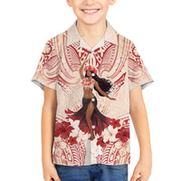 Tahiti Women's Day Family Matching Summer Maxi Dress and Hawaiian Shirt With Polynesian Pattern LT05 Son's Shirt Beige - Polynesian Pride