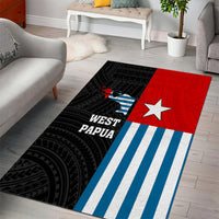 Personalised West Papua Area Rug Polynesian Pattern With Coat Of Arms