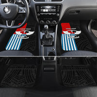 Personalised West Papua Car Mats Polynesian Pattern With Coat Of Arms LT05 Set 4pcs Blue - Polynesian Pride