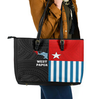 West Papua Leather Tote Bag Polynesian Pattern With Coat Of Arms LT05 - Polynesian Pride